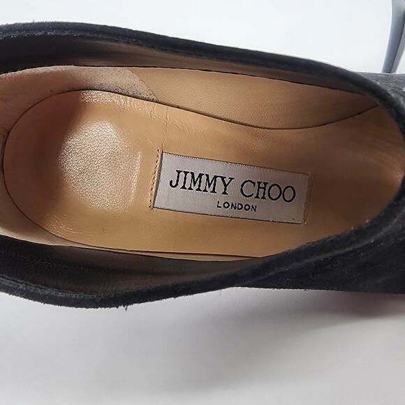 Jimmy Choo Black Suede Ankle Booties with Gold Zipper | Women’s 34.5 (US 4.5) - Picture 11 of 15